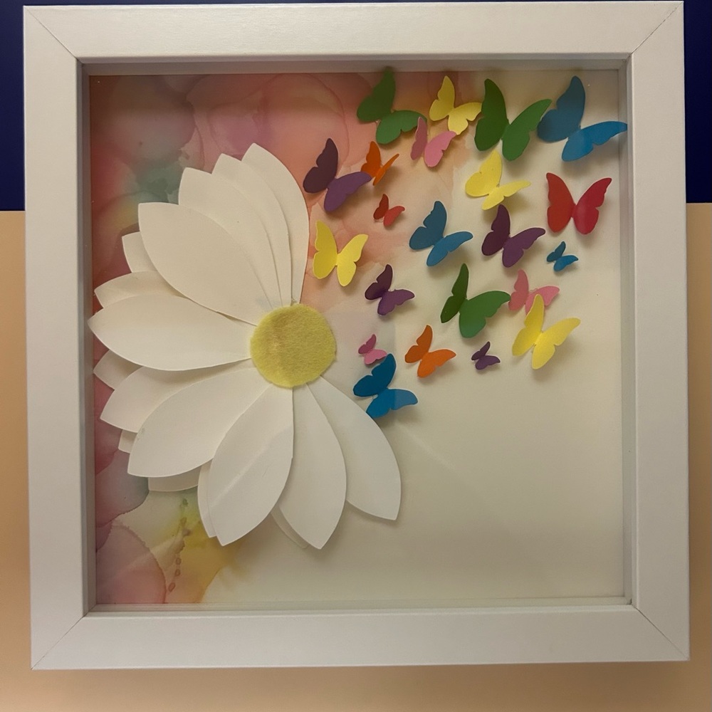 Shadow box, home decor, flowers